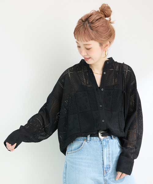 B.C STOCK(ベーセーストック)の「《追加》手洗い可 / レースシャツ(シャツ/ブラウス・レディース・ブラック/ホワイト・FREE)」の10枚目の写真