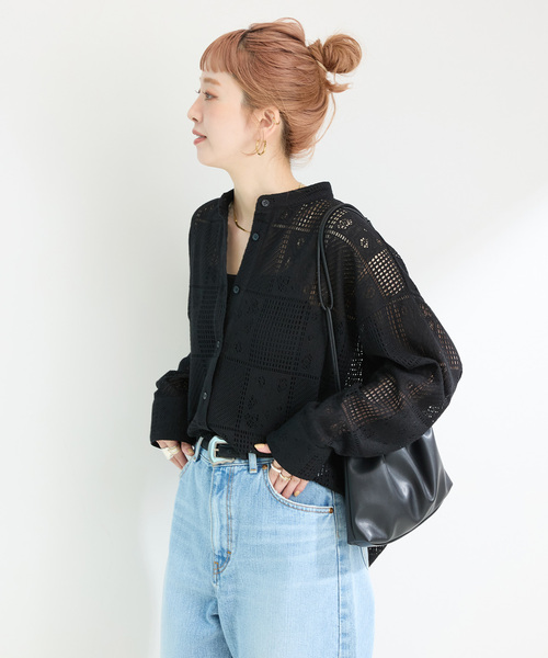 B.C STOCK(ベーセーストック)の「《追加》手洗い可 / レースシャツ(シャツ/ブラウス・レディース・ブラック/ホワイト・FREE)」の11枚目の写真