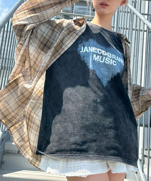 SpRay（スプレイ）の「シアーチェックBIGシャツ（シャツ/ブラウス・レディース・ベージュ/ブラック・FREE）」の3枚目の写真