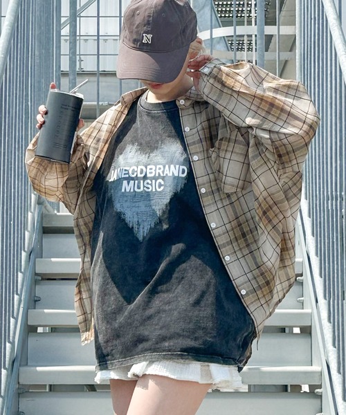 SpRay（スプレイ）の「シアーチェックBIGシャツ（シャツ/ブラウス・レディース・ベージュ/ブラック・FREE）」の9枚目の写真