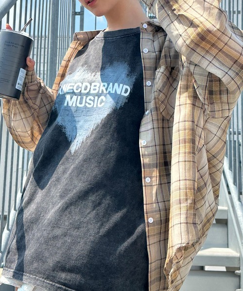 SpRay（スプレイ）の「シアーチェックBIGシャツ（シャツ/ブラウス・レディース・ベージュ/ブラック・FREE）」の10枚目の写真