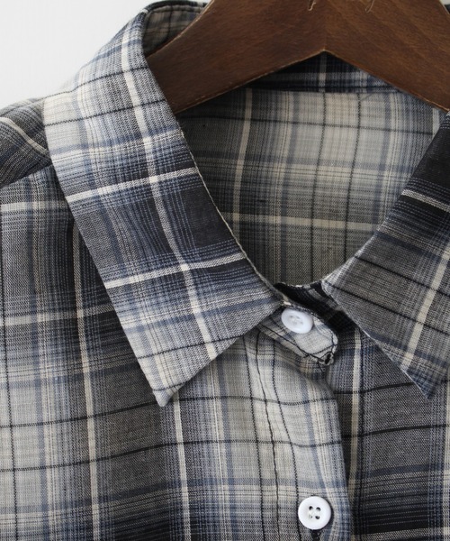 SpRay（スプレイ）の「シアーチェックBIGシャツ（シャツ/ブラウス・レディース・ベージュ/ブラック・FREE）」の18枚目の写真