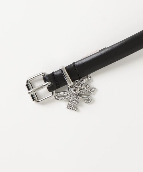 DIESEL>>ディーゼル B-チャームループ ダブルベルト Women's Leather belt with crystal logo charms | Black | Diesel