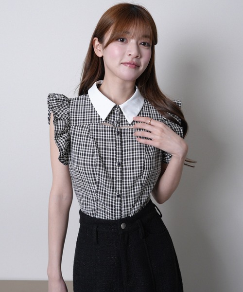 【フォロー割引適用】【極美品】ERMANNO SCERVINO フリル　ベルテッ UV フリルスリーブカットソー【洗濯機洗い可/UVケア