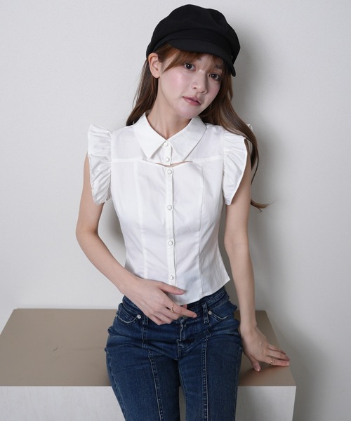 LIPSERVICE（リップサービス）の「デコルテオープンフリルスリーブブラウス（シャツ/ブラウス・レディース・ホワイト/その他1/ブラック・FREE）」の13枚目の写真