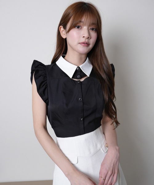 LIPSERVICE（リップサービス）の「デコルテオープンフリルスリーブブラウス（シャツ/ブラウス・レディース・ホワイト/その他1/ブラック・FREE）」の16枚目の写真