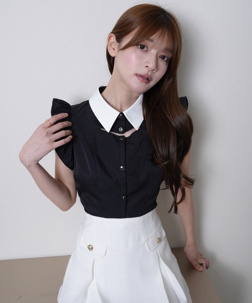 LIPSERVICE（リップサービス）の「デコルテオープンフリルスリーブブラウス（シャツ/ブラウス・レディース・ホワイト/その他1/ブラック・FREE）」の19枚目の写真