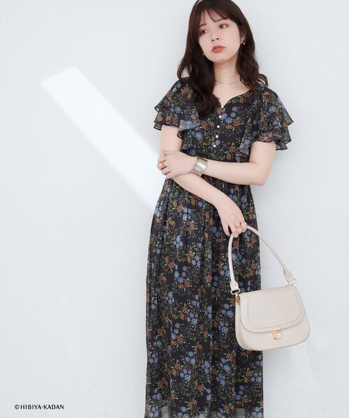 日比谷花壇コラボ♡フリル袖ハートネックワンピースMサイズ♡新品♡タグ付き 日比谷花壇コラボ♡フリル袖ハートネックワンピースMサイズ