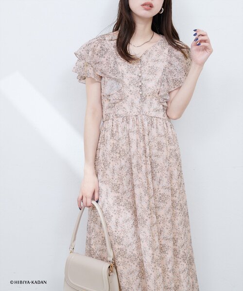 日比谷花壇コラボ♡フリル袖ハートネックワンピースMサイズ♡新品♡タグ付き natural couture ワンピース 「日比谷花壇コラボ」フリル袖