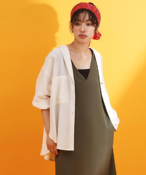 THE SHOP TK (ザ ショップ ティーケー )の「【mizugiwa/ラッシュガード】Vネックジャンスカ/セットアップ可/接触冷感/UVケア/洗濯機OK(ワンピース・レディース・ブラック/カーキ・12/13)」の6枚目の写真
