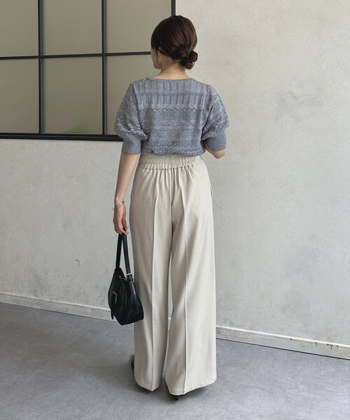 Thevon(ゼボン)の「ラメ透かしボートネック5分袖ニット(ニット/セーター・レディース・グレイッシュベージュ/ブルー/ブラウン・FREE)」の15枚目の写真