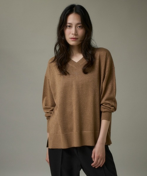 Ｖネックラメプルオーバー