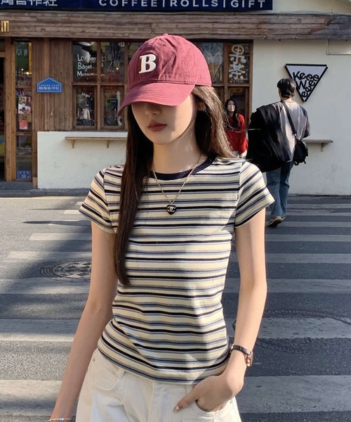 HALEY PESCA(ヘーリーペスカ)の「HALEY PESCA/ミックスボーダーTシャツ(Tシャツ/カットソー・レディース・レッド/ブルー・MEDIUM/SMALL)」の1枚目の写真