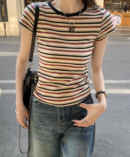 HALEY PESCA(ヘーリーペスカ)の「HALEY PESCA/ミックスボーダーTシャツ(Tシャツ/カットソー・レディース・レッド/ブルー・MEDIUM/SMALL)」の18枚目の写真