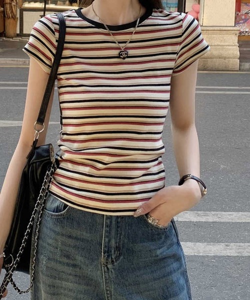 HALEY PESCA(ヘーリーペスカ)の「HALEY PESCA/ミックスボーダーTシャツ(Tシャツ/カットソー・レディース・レッド/ブルー・MEDIUM/SMALL)」の15枚目の写真