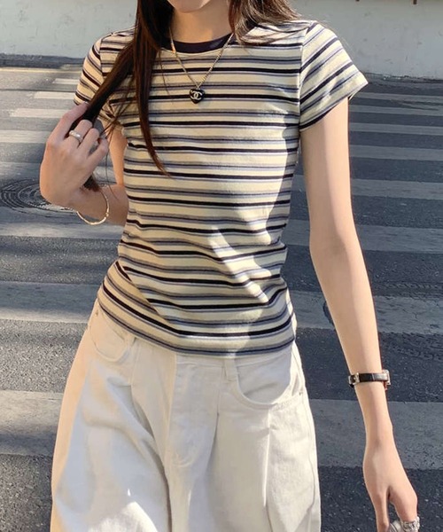 HALEY PESCA(ヘーリーペスカ)の「HALEY PESCA/ミックスボーダーTシャツ(Tシャツ/カットソー・レディース・レッド/ブルー・MEDIUM/SMALL)」の13枚目の写真