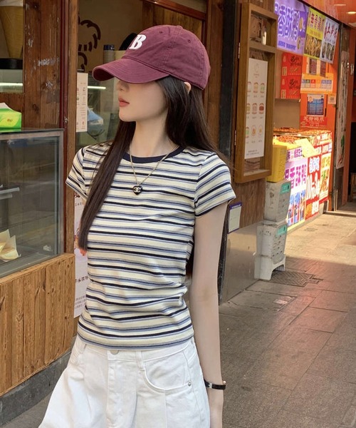 HALEY PESCA(ヘーリーペスカ)の「HALEY PESCA/ミックスボーダーTシャツ(Tシャツ/カットソー・レディース・レッド/ブルー・MEDIUM/SMALL)」の11枚目の写真