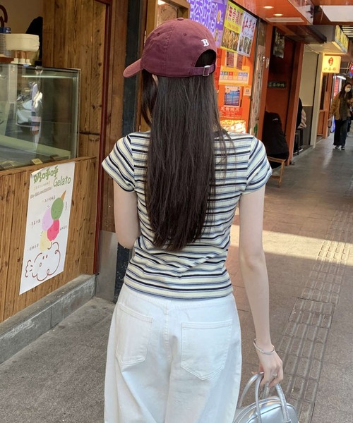 HALEY PESCA(ヘーリーペスカ)の「HALEY PESCA/ミックスボーダーTシャツ(Tシャツ/カットソー・レディース・レッド/ブルー・MEDIUM/SMALL)」の9枚目の写真