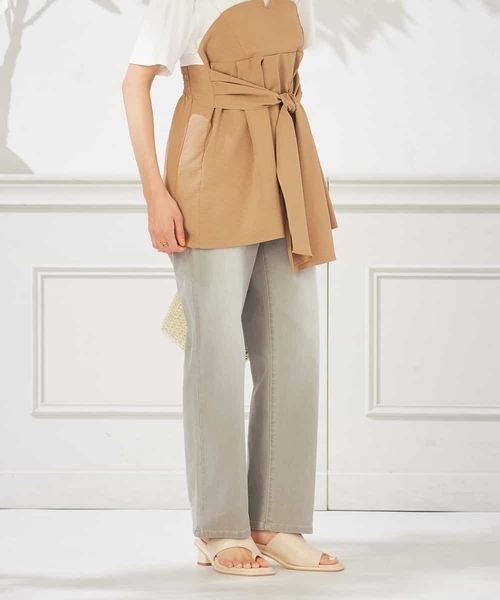 a.v.v（アーヴェヴェ）の「【接触冷感/ストレッチ】デニムストレートパンツ（デニムパンツ・レディース・ライトグレー/ブルー・40/36/34/38/42）」の17枚目の写真