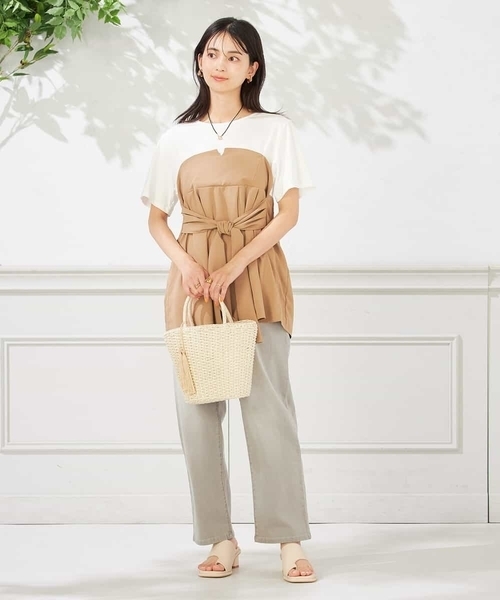 a.v.v（アーヴェヴェ）の「【接触冷感/ストレッチ】デニムストレートパンツ（デニムパンツ・レディース・ライトグレー/ブルー・40/36/34/38/42）」の19枚目の写真