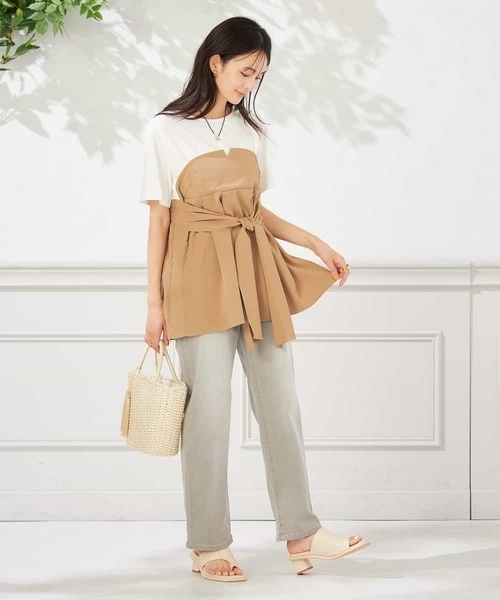 a.v.v（アーヴェヴェ）の「【接触冷感/ストレッチ】デニムストレートパンツ（デニムパンツ・レディース・ライトグレー/ブルー・40/36/34/38/42）」の21枚目の写真