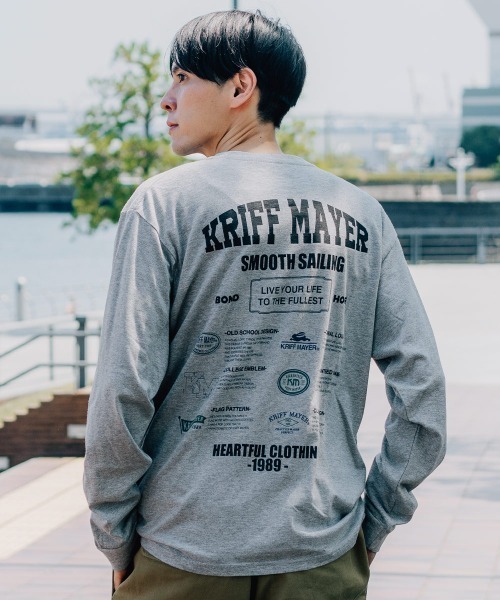 KRIFF MAYER(クリフメイヤー)の「【コットン100%ボディ】外遊びイラストロンT(ロゴ)(Tシャツ/カットソー・メンズ・オフホワイト/グレー/ブラック/オレンジ/ライトグリーン/ブルー・MEDIUM/LARGE/X-LARGE)」の4枚目の写真