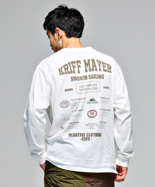 KRIFF MAYER(クリフメイヤー)の「【コットン100%ボディ】外遊びイラストロンT(ロゴ)(Tシャツ/カットソー・メンズ・オフホワイト/グレー/ブラック/オレンジ/ライトグリーン/ブルー・MEDIUM/LARGE/X-LARGE)」の3枚目の写真
