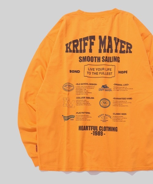 KRIFF MAYER(クリフメイヤー)の「【コットン100%ボディ】外遊びイラストロンT(ロゴ)(Tシャツ/カットソー・メンズ・オフホワイト/グレー/ブラック/オレンジ/ライトグリーン/ブルー・MEDIUM/LARGE/X-LARGE)」の6枚目の写真