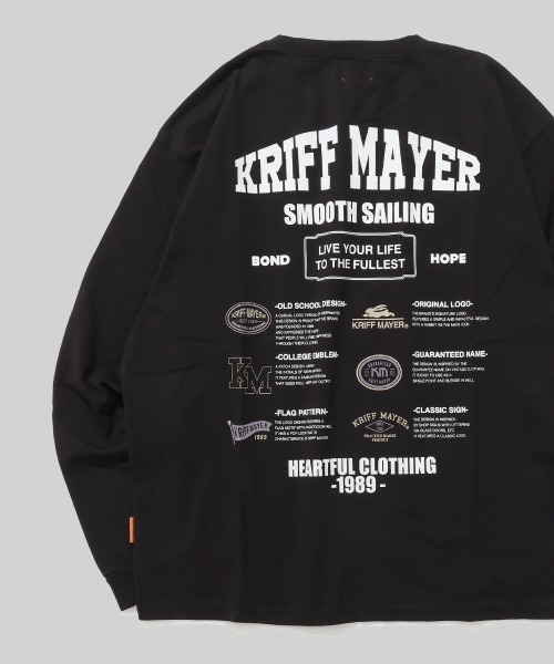 KRIFF MAYER(クリフメイヤー)の「【コットン100%ボディ】外遊びイラストロンT(ロゴ)(Tシャツ/カットソー・メンズ・オフホワイト/グレー/ブラック/オレンジ/ライトグリーン/ブルー・MEDIUM/LARGE/X-LARGE)」の1枚目の写真