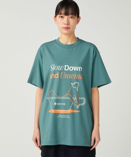 Snow Peak(スノーピーク)の「Snow Peak / Relaxation T-Shirt リラクゼーション Tシャツ(Tシャツ/カットソー・メンズ・ライトグリーン/ダークブラウン/ホワイト・M/S/XXL/XL/L/1)」の3枚目の写真