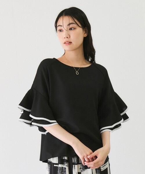 Jayro(ジャイロ)の「フレアー配色パイピング袖ブラウス(シャツ/ブラウス・レディース・ベージュ/ブラック/サックスブルー・M)」の22枚目の写真