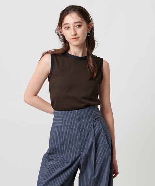UNITED ARROWS - 【yumi〜11/19まで】BASERANGE ハイネックリブカットソー UNITED ARROWS リブ バイカラー パイピング カットソー