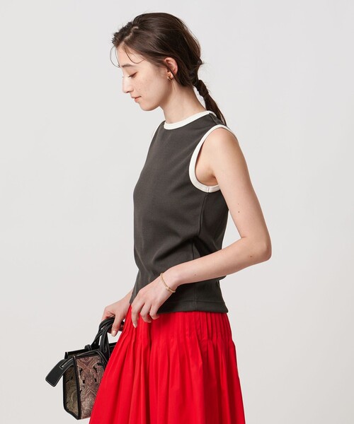 tシャツ リブバイカラーパイピング ノースリーブカットソー レディース UNITED ARROWS tシャツ リブバイカラーパイピング ノースリーブ