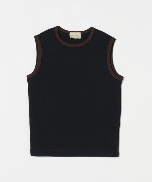 UNITED ARROWS（ユナイテッドアローズ）の「リブバイカラーパイピング ノースリーブカットソー（Tシャツ/カットソー・レディース・オフホワイト/ダークブラウン/ワイン/ブラック/ダークグレー・FREE）」の6枚目の写真