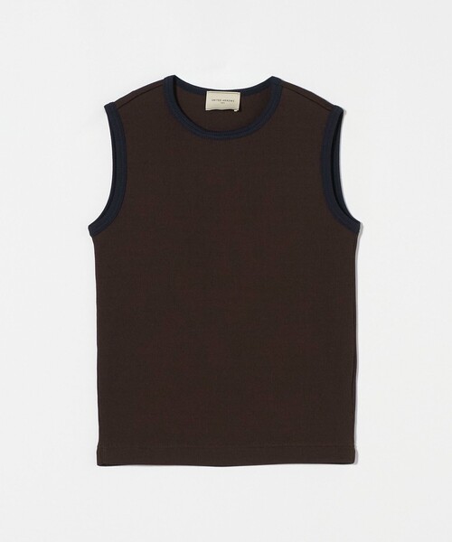 UNITED ARROWS（ユナイテッドアローズ）の「リブバイカラーパイピング ノースリーブカットソー（Tシャツ/カットソー・レディース・オフホワイト/ダークブラウン/ワイン/ブラック/ダークグレー・FREE）」の14枚目の写真
