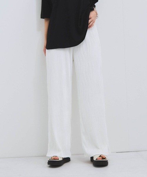 VICKY(ビッキー)の「ウェーブパイピングワイドパンツ≪手洗い可能≫(その他パンツ・レディース・ブラック/オフホワイト/ブラウン・M)」の2枚目の写真