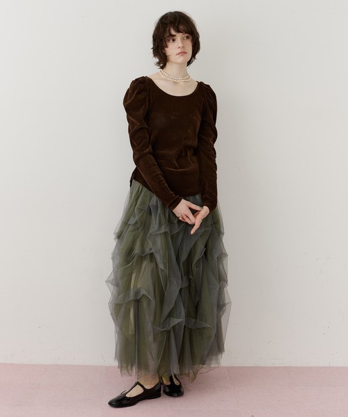 シアーベロアパフギャザーTOPS（Tシャツ/カットソー）｜LA BELLE