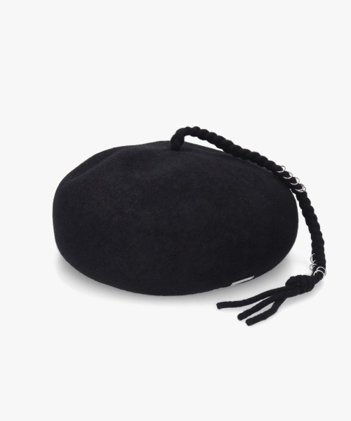 OVERRIDE（オーバーライド）の「OVERRIDE  BASQUE LONGMITUAMI BERET / オーバーライド（ハンチング/ベレー帽・レディース・ブラック/ブルー/ホワイト・58cm）」の8枚目の写真