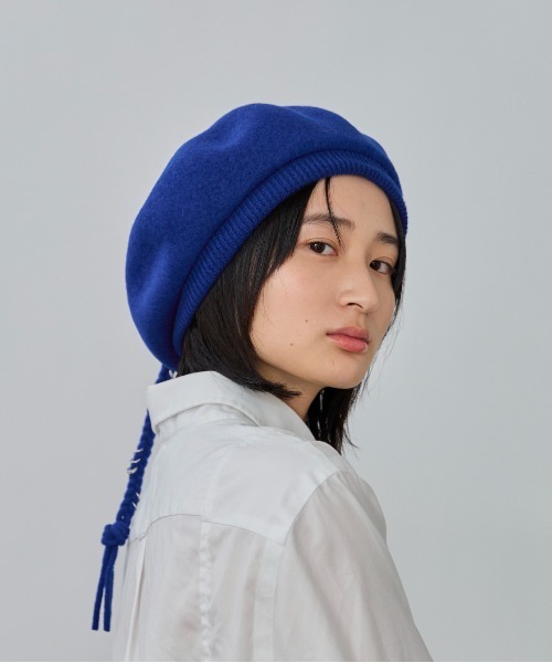 OVERRIDE（オーバーライド）の「OVERRIDE  BASQUE LONGMITUAMI BERET / オーバーライド（ハンチング/ベレー帽・レディース・ブラック/ブルー/ホワイト・58cm）」の18枚目の写真