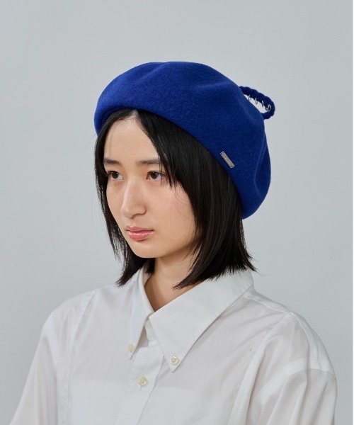 OVERRIDE（オーバーライド）の「OVERRIDE  BASQUE LONGMITUAMI BERET / オーバーライド（ハンチング/ベレー帽・レディース・ブラック/ブルー/ホワイト・58cm）」の19枚目の写真