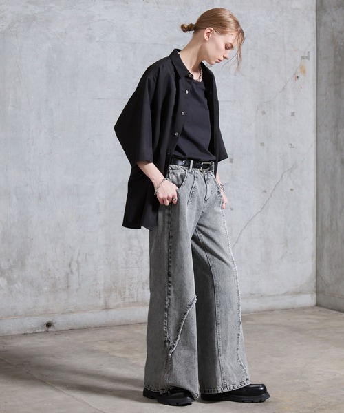 SERACE（セラス）の「【SERACE】Vintage design fringe zip wide flare