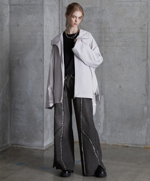 SERACE（セラス）の「【SERACE】Vintage design fringe zip wide flare denim pants / ヴィンテージデザインフリンジジップワイドフレアデニムパンツ（デニムパンツ・メンズ・ブラック/サックスブルー/ライトグレー・L/M/S）」の6枚目の写真