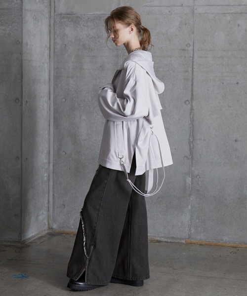 SERACE（セラス）の「【SERACE】Vintage design fringe zip wide flare denim pants / ヴィンテージデザインフリンジジップワイドフレアデニムパンツ（デニムパンツ・メンズ・ブラック/サックスブルー/ライトグレー・L/M/S）」の9枚目の写真