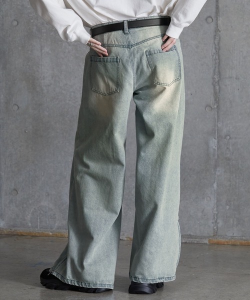 SERACE（セラス）の「【SERACE】Vintage design fringe zip wide flare denim pants / ヴィンテージデザインフリンジジップワイドフレアデニムパンツ（デニムパンツ・メンズ・ブラック/サックスブルー/ライトグレー・L/M/S）」の19枚目の写真