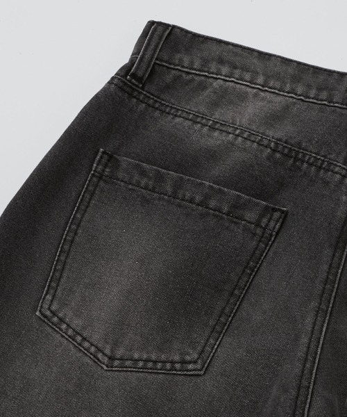 SERACE】Vintage design fringe zip wide flare denim pants