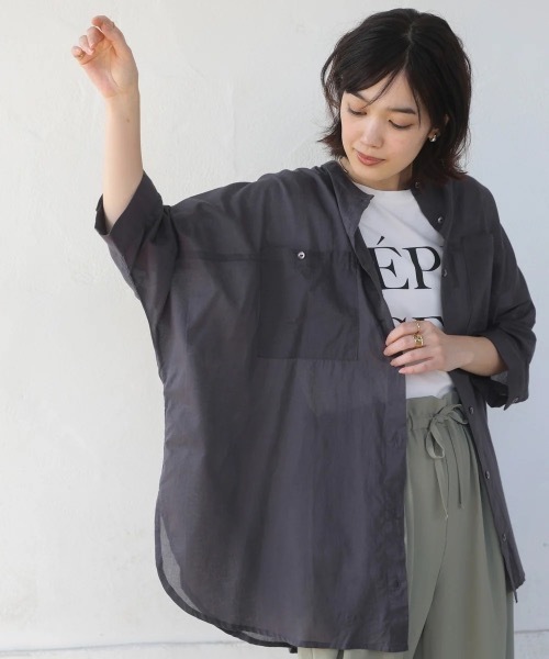 Bou Jeloud(ブージュルード)の「ボイルBIGポケットチュニック(シャツ/ブラウス・レディース・チャコールグレー/ベージュ/ラベンダー/ピンク・38)」の13枚目の写真