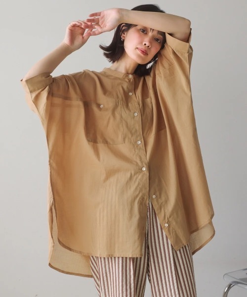 Bou Jeloud(ブージュルード)の「ボイルBIGポケットチュニック(シャツ/ブラウス・レディース・チャコールグレー/ベージュ/ラベンダー/ピンク・38)」の17枚目の写真