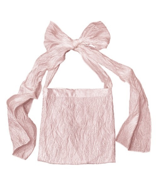 HONEY MI HONEY（ハニーミーハニー）の「organdie ribbon totebag（トートバッグ・レディース・ブラック/ピンク・FREE）」の2枚目の写真