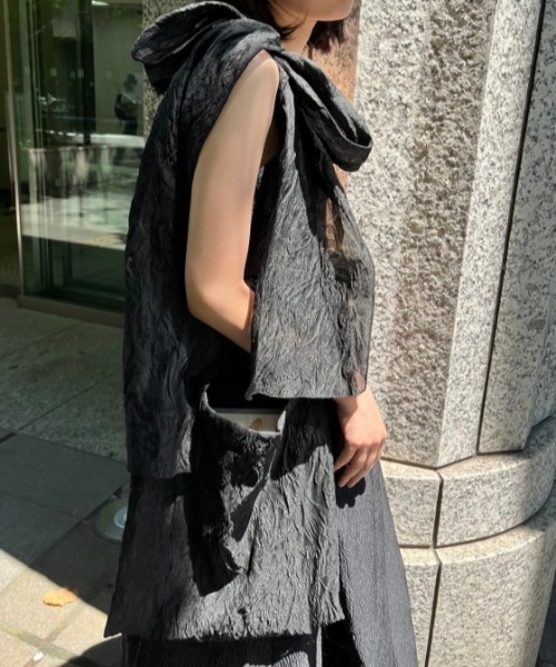 HONEY MI HONEY（ハニーミーハニー）の「organdie ribbon totebag（トートバッグ・レディース・ブラック/ピンク・FREE）」の7枚目の写真