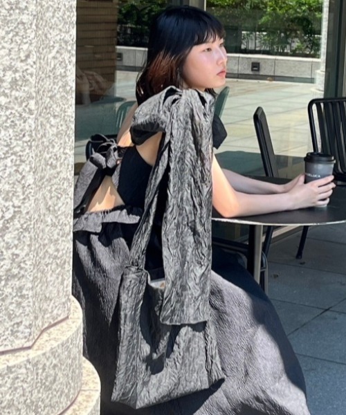 HONEY MI HONEY（ハニーミーハニー）の「organdie ribbon totebag（トートバッグ・レディース・ブラック/ピンク・FREE）」の8枚目の写真